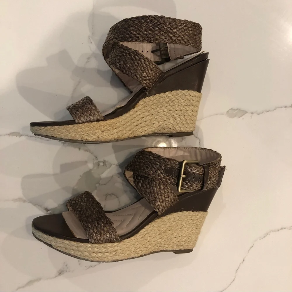Andrew Geller Mix Womens Espadrille Wedge Sandal Size 9.5 Woven Ankle Strap Boho